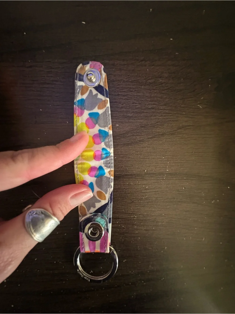 Vera Bradley Colorful Patterned Key Fob - Multi Pink & Blue
